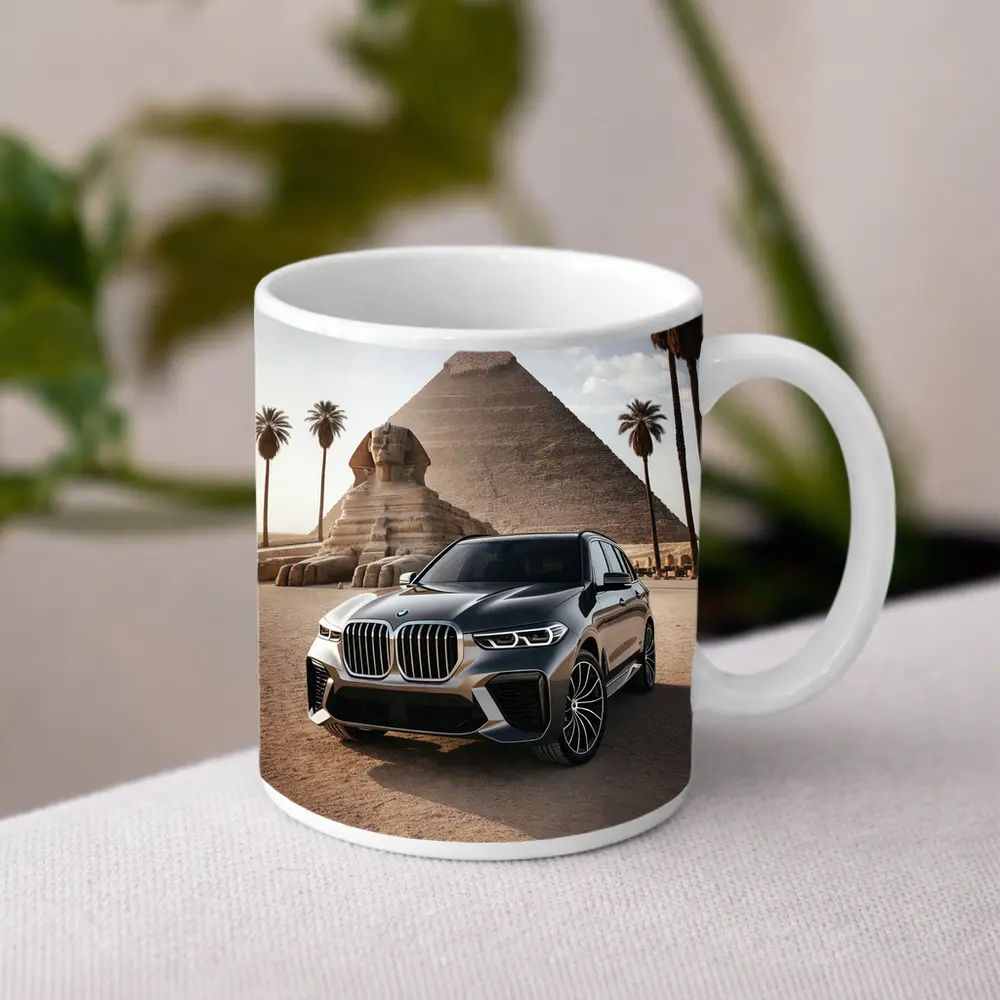 BMW X7 Parked Before Egyptian Pyramids – Mugs