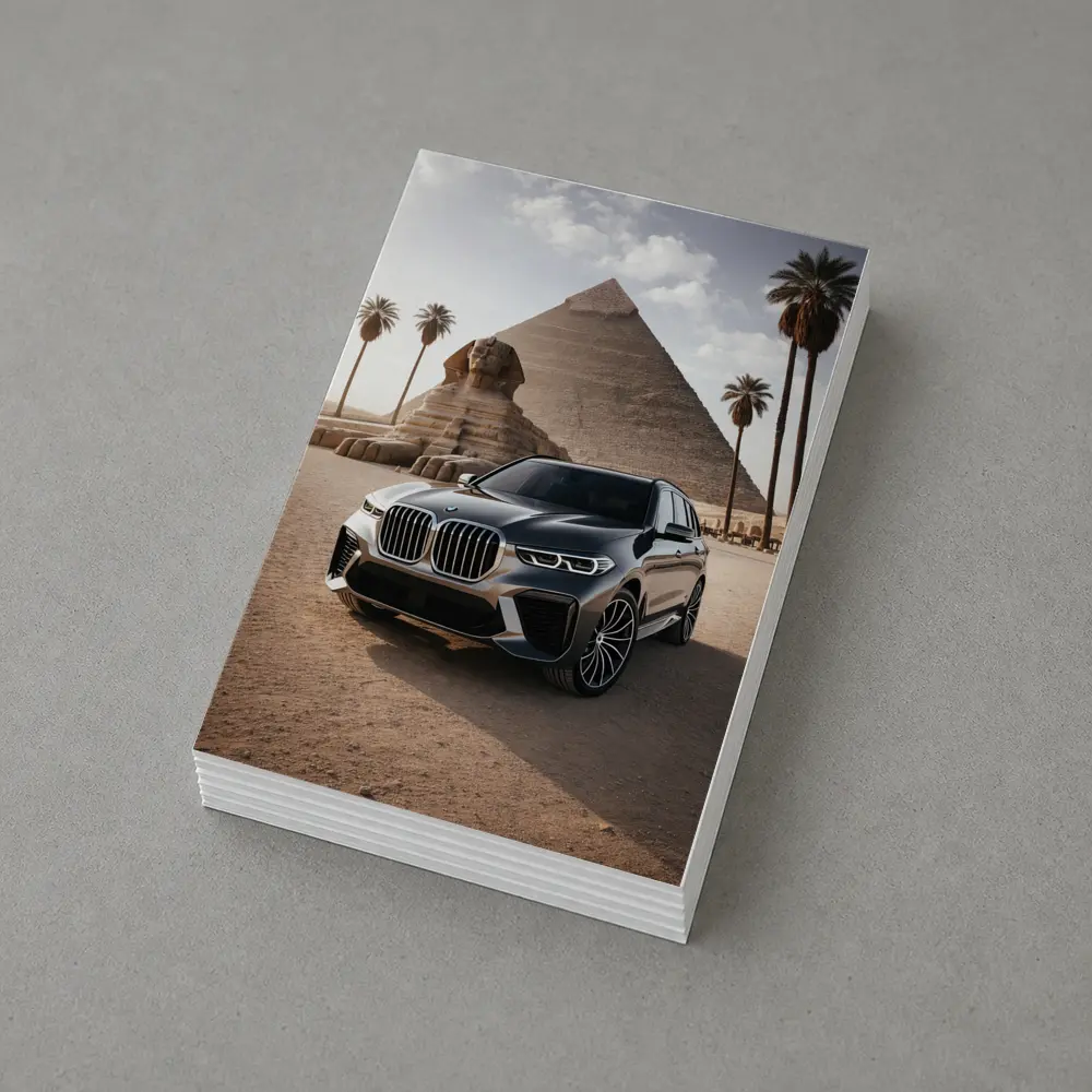 BMW X7 Parked Before Egyptian Pyramids – Postcards