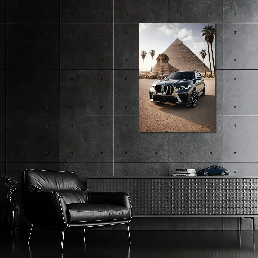 BMW X7 Parked Before Egyptian Pyramids – Wall Art