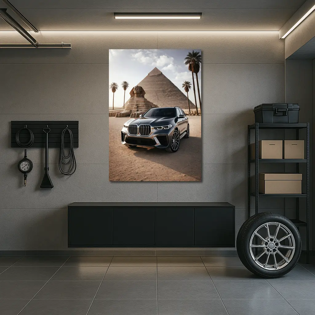 BMW X7 Parked Before Egyptian Pyramids – Wall Art