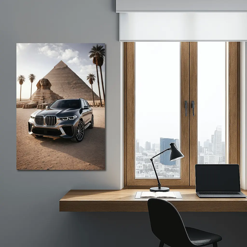 BMW X7 Parked Before Egyptian Pyramids – Wall Art