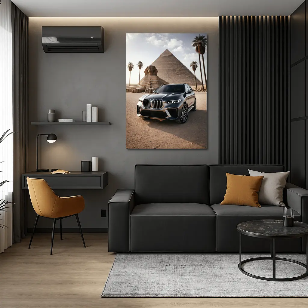 BMW X7 Parked Before Egyptian Pyramids – Wall Art