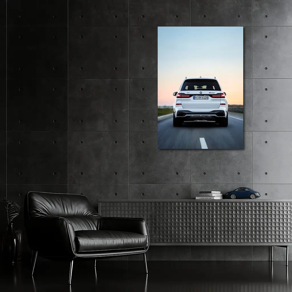 BMW X7 M50i White Highway Sunset Drive – Wall Art