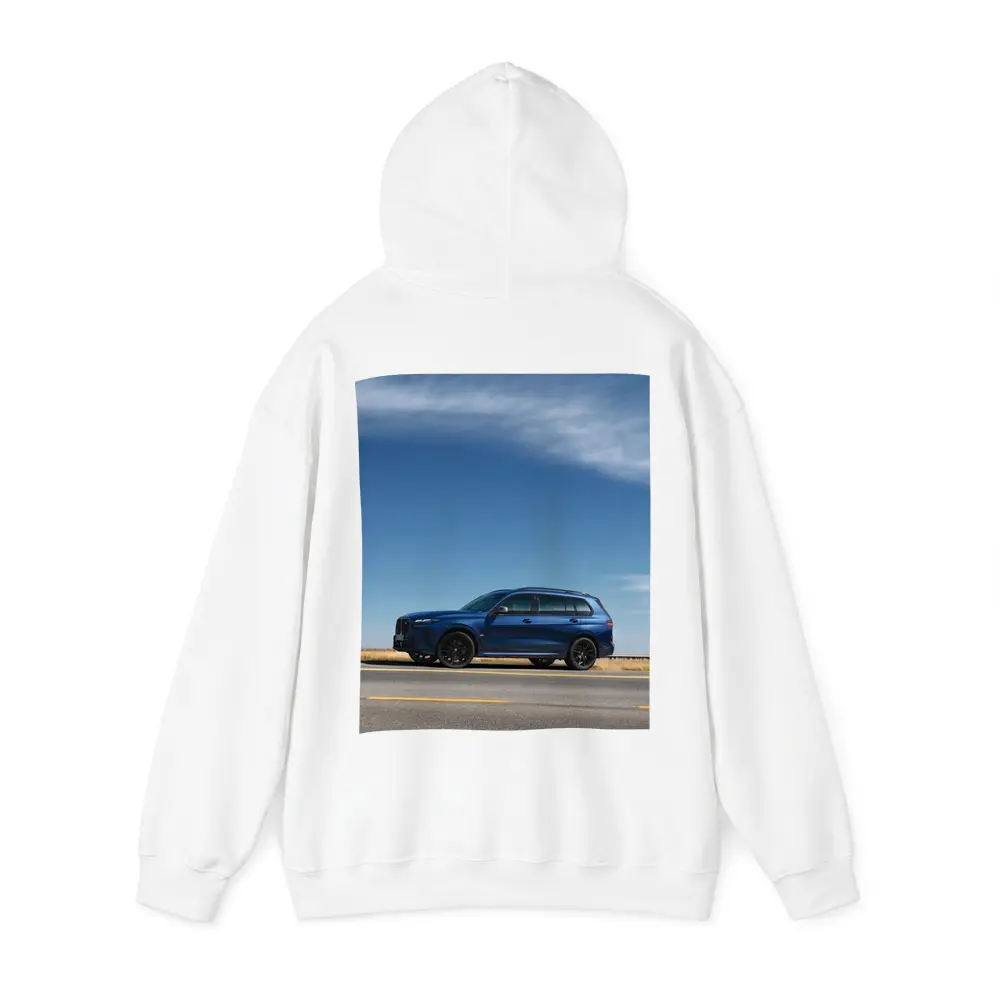 BMW X7 Blue SUV Open Road Sky – Hoodies