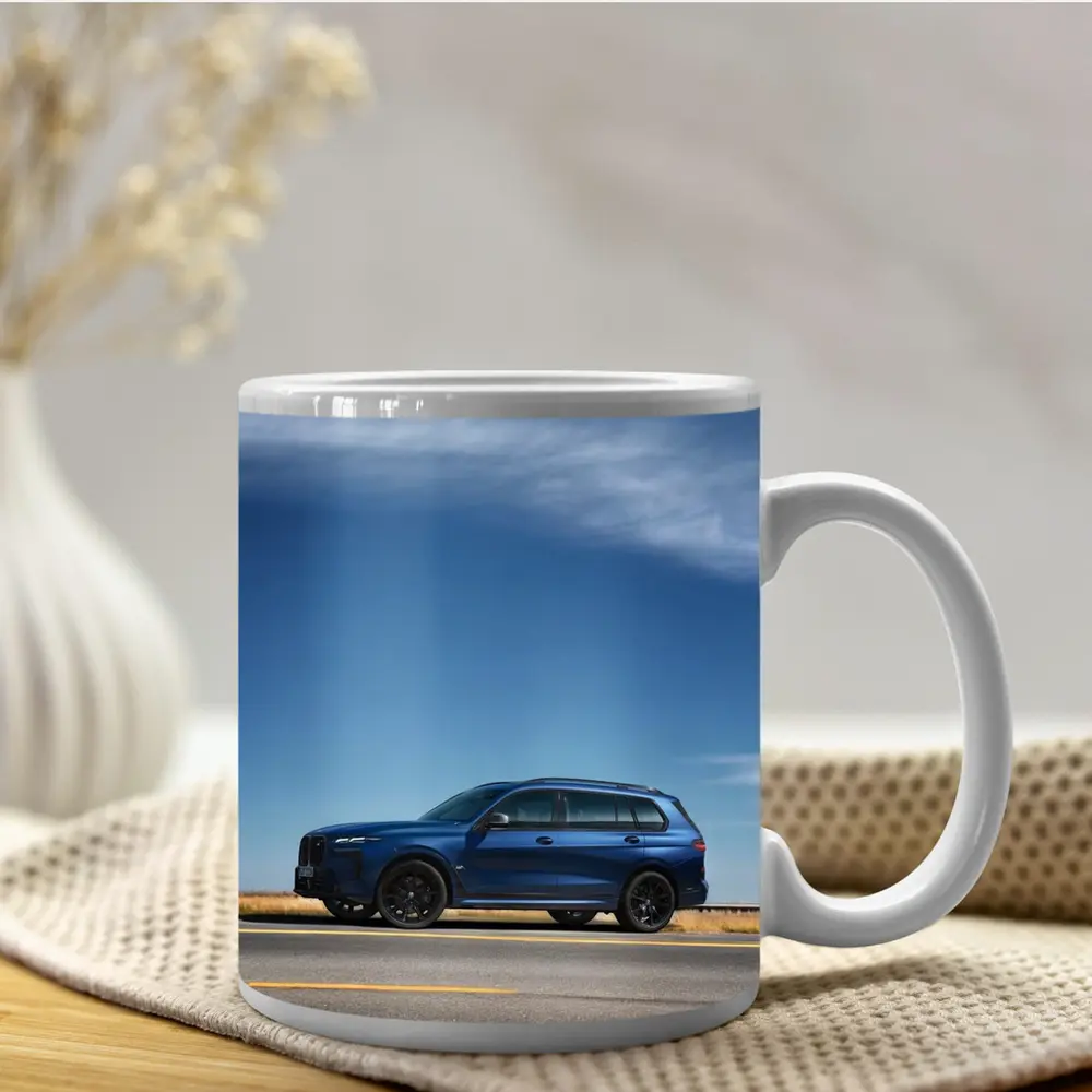 BMW X7 Blue SUV Open Road Sky – Mugs