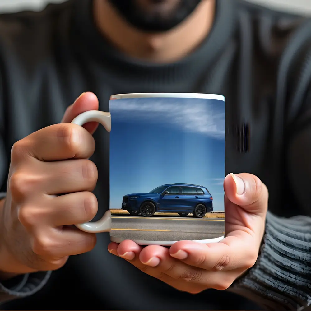 BMW X7 Blue SUV Open Road Sky – Mugs