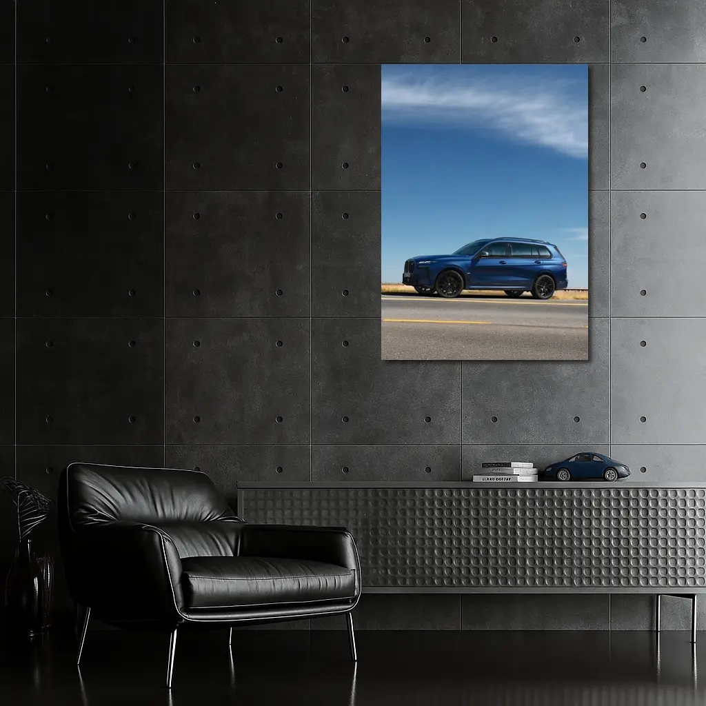 BMW X7 Blue SUV Open Road Sky – Wall Art