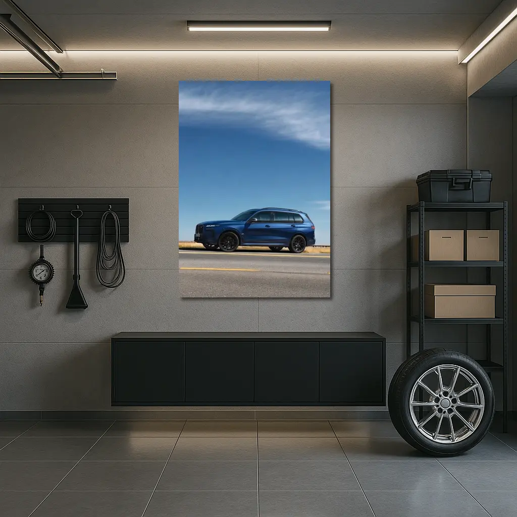 BMW X7 Blue SUV Open Road Sky – Wall Art