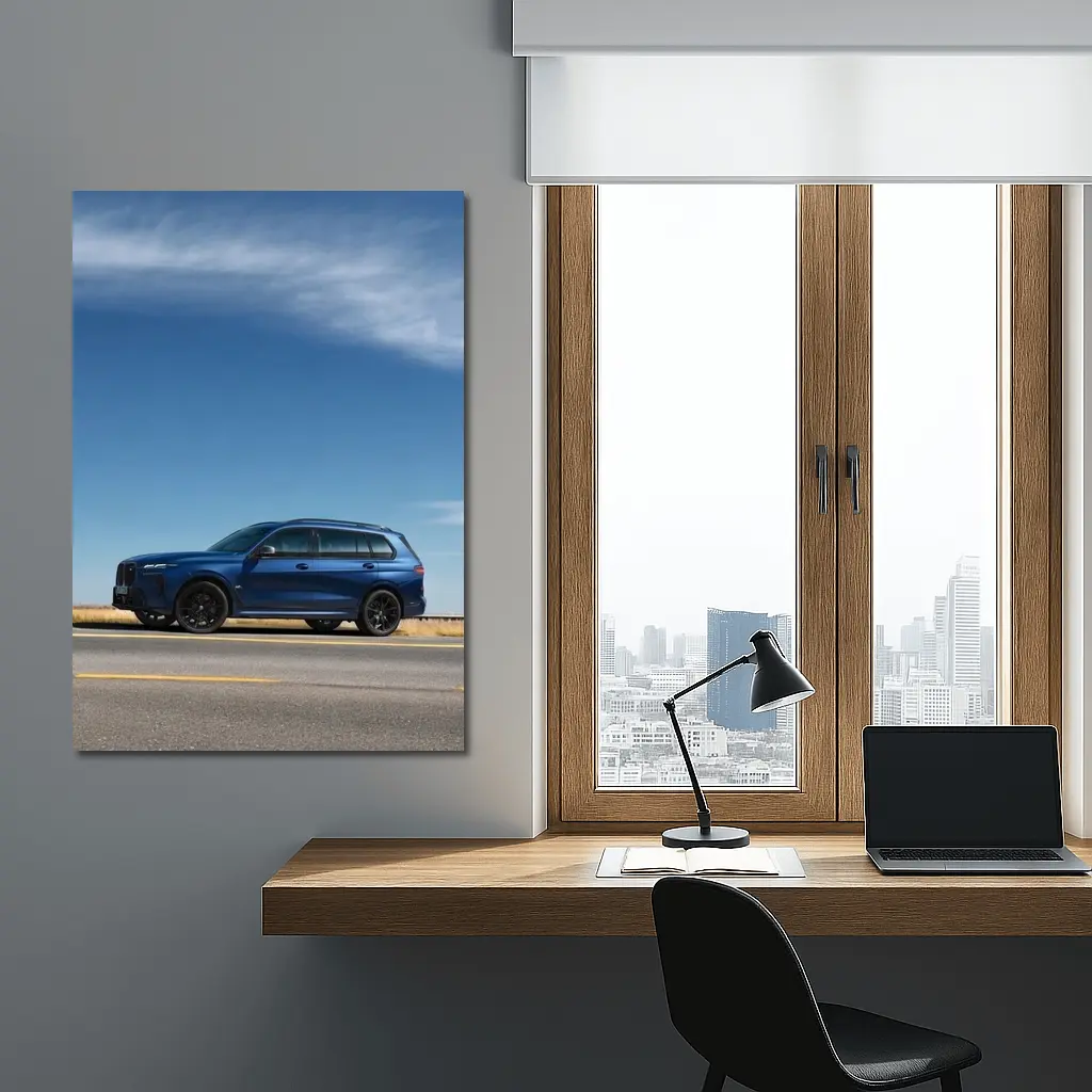 BMW X7 Blue SUV Open Road Sky – Wall Art