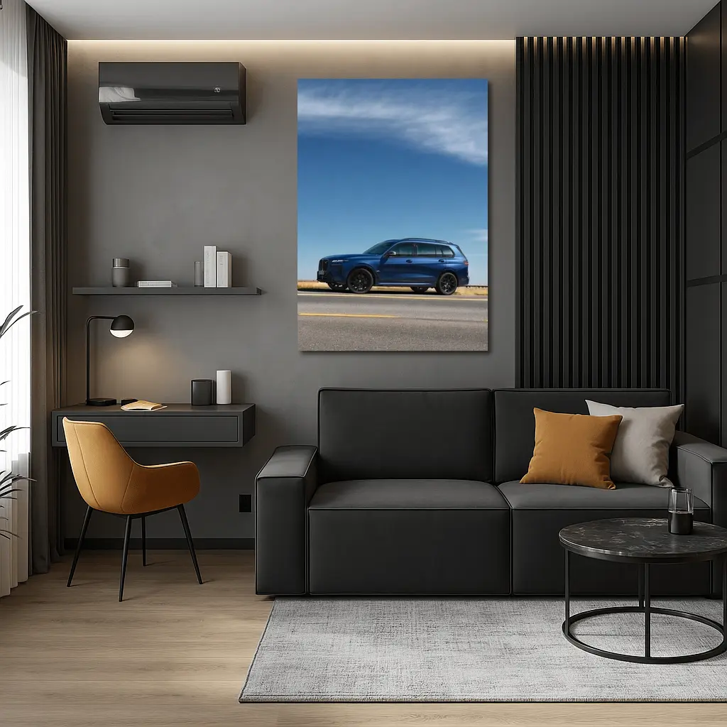 BMW X7 Blue SUV Open Road Sky – Wall Art