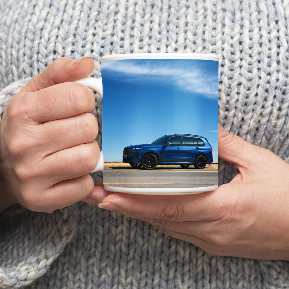 BMW X7 Blue SUV Open Road – Mugs