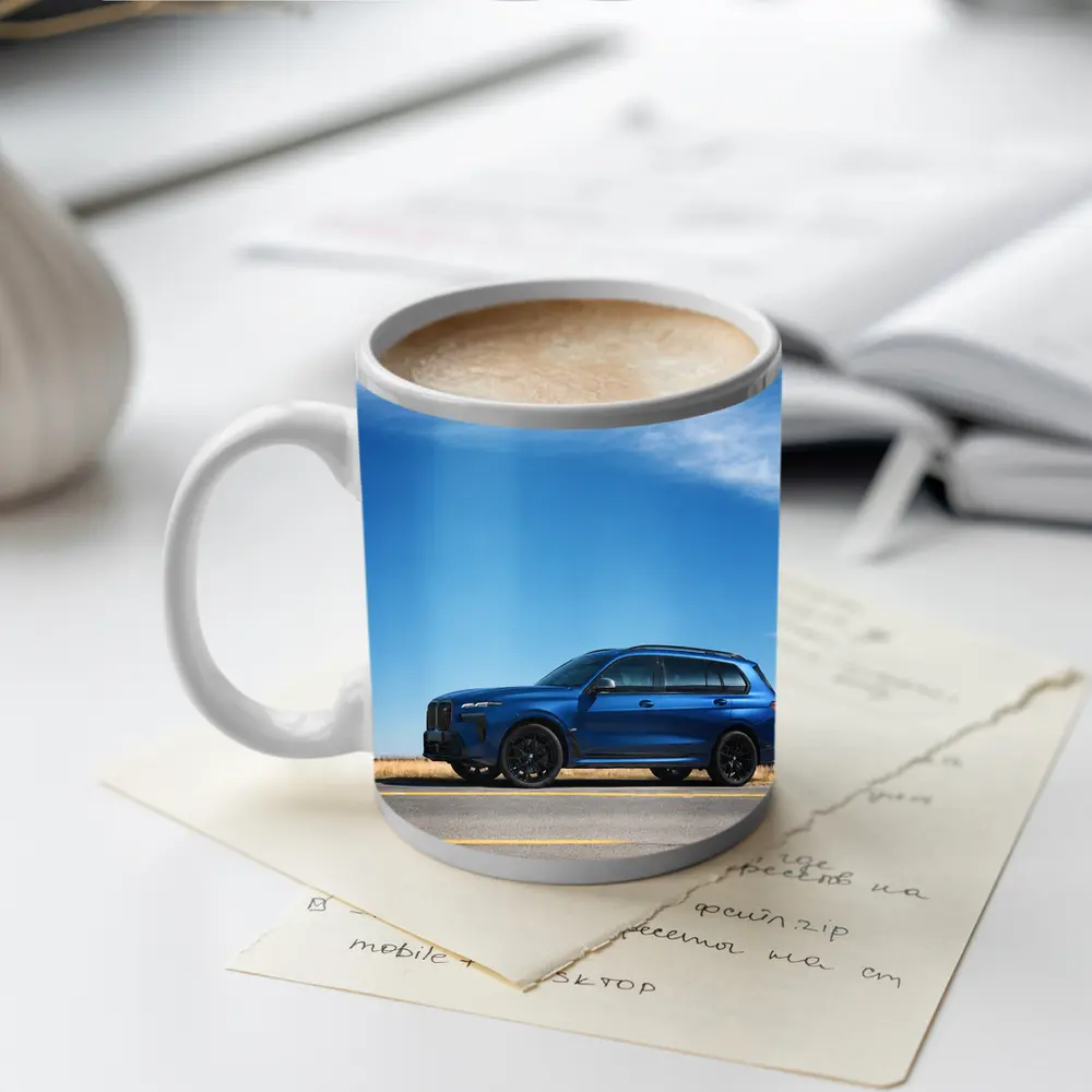 BMW X7 Blue SUV Open Road – Mugs