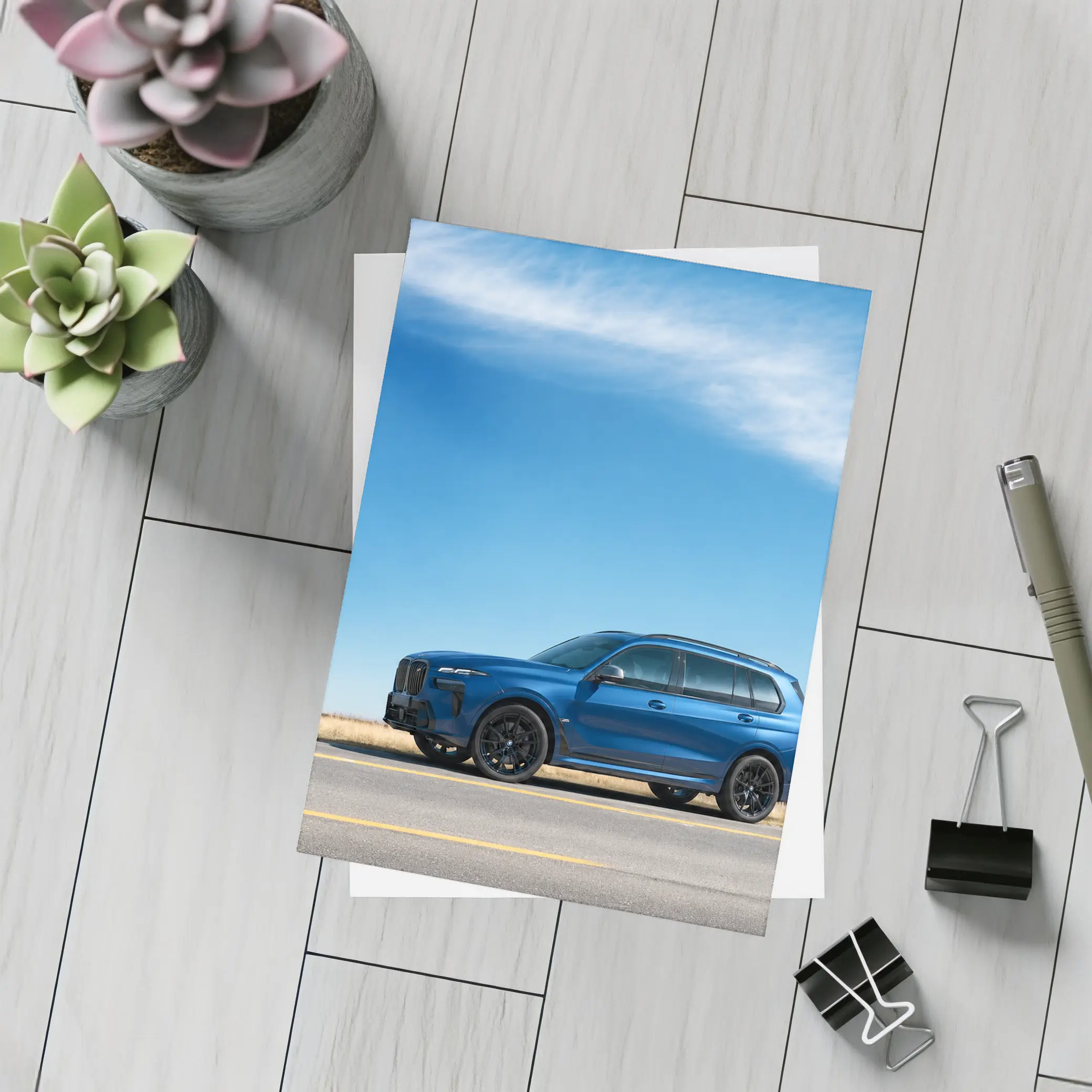 BMW X7 Blue SUV Open Road – Postcards