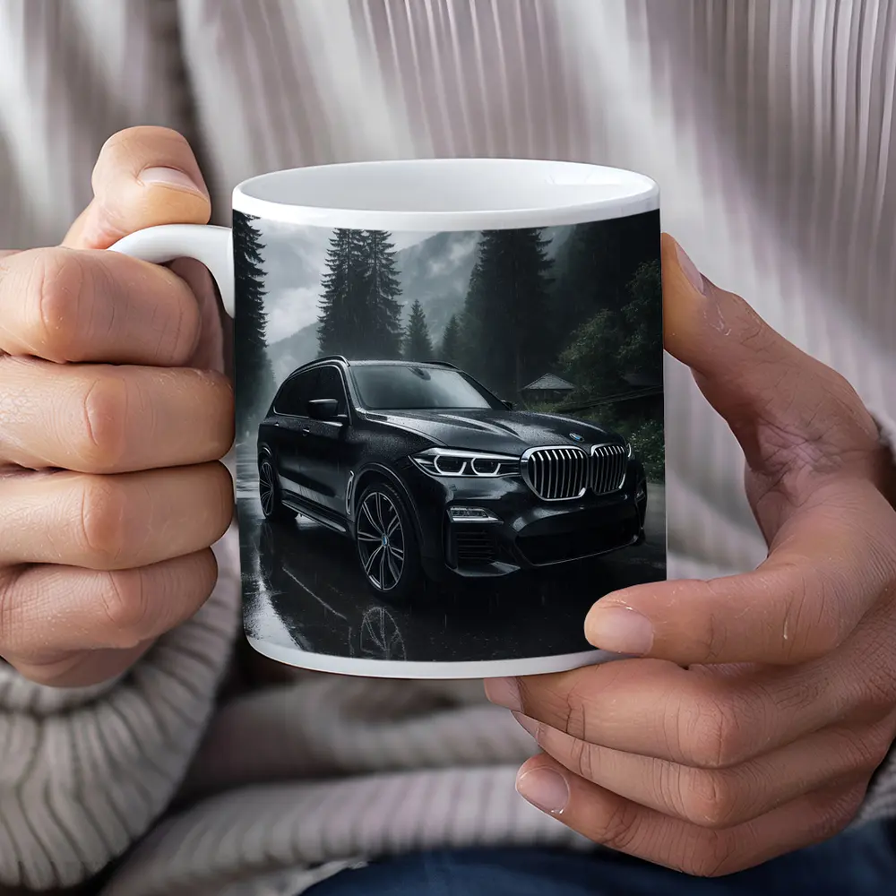 BMW X7 Rainy Forest Mountain Road – Mugs