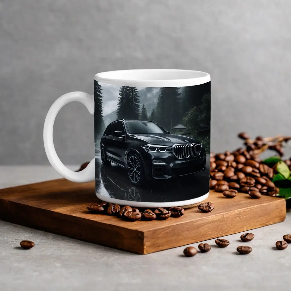 BMW X7 Rainy Forest Mountain Road – Mugs