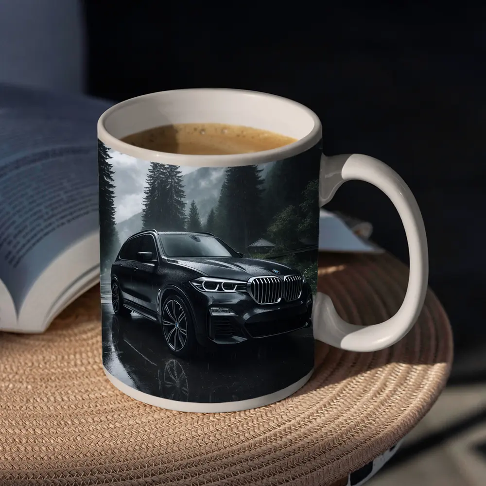 BMW X7 Rainy Forest Mountain Road – Mugs
