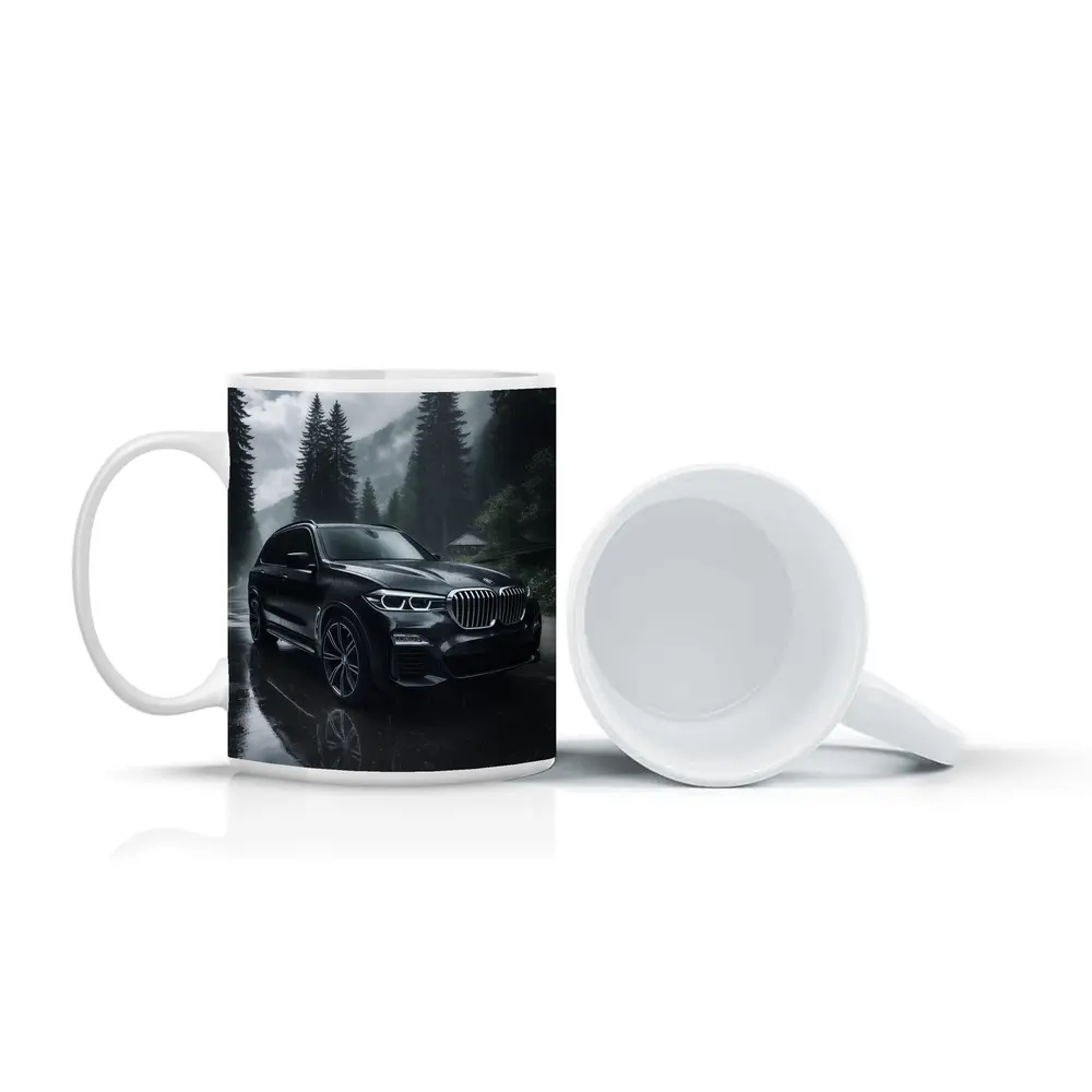 BMW X7 Rainy Forest Mountain Road – Mugs