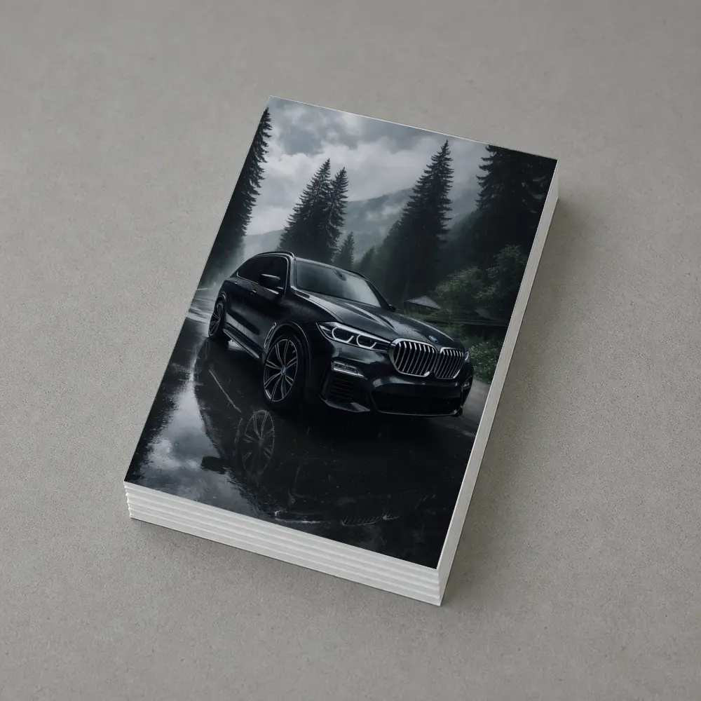 BMW X7 Rainy Forest Mountain Road – Postcards
