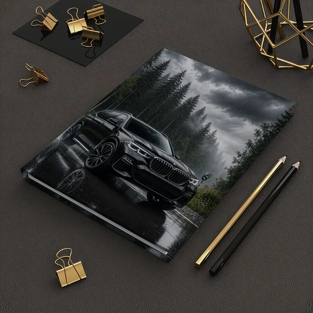 BMW X7 Black SUV Rainy Forest Road – Notebooks