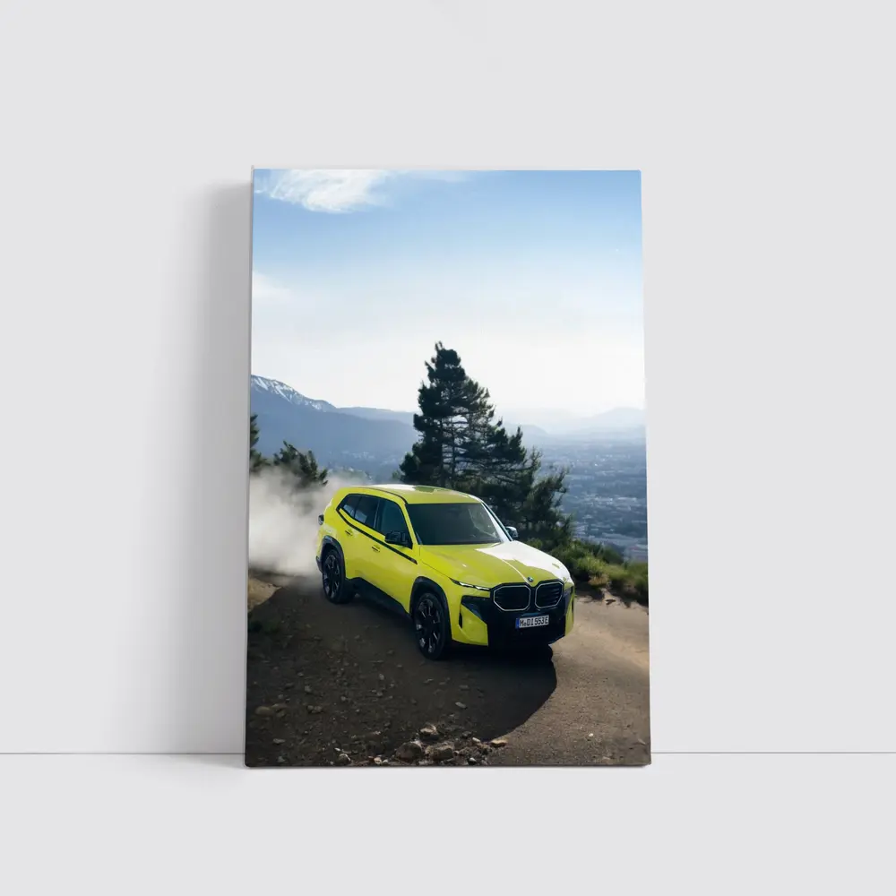 BMW XM Neon Yellow Mountain Road Drive – Wall Art