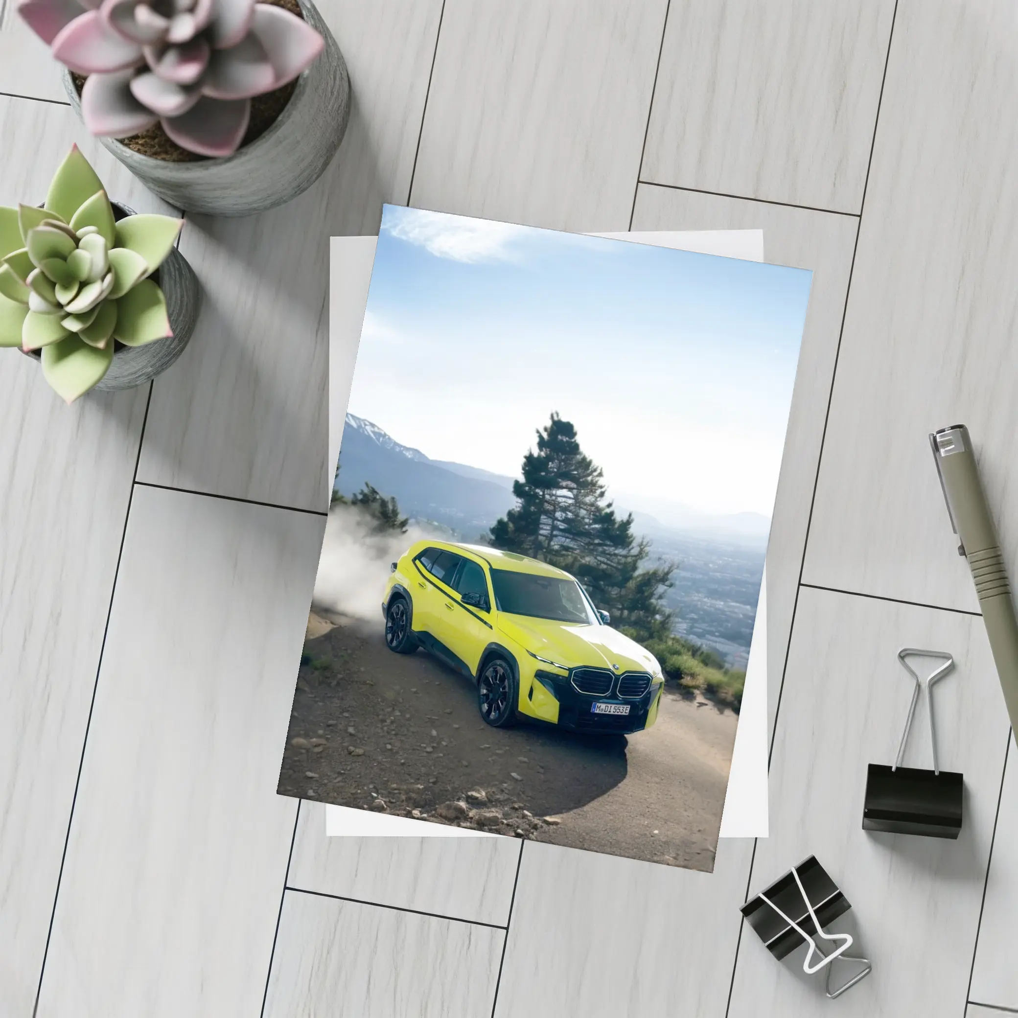 BMW XM Neon Yellow Mountain Road Drive – Postcards