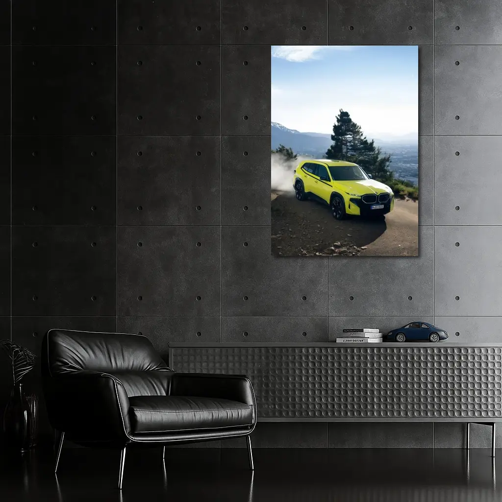 BMW XM Neon Yellow Mountain Road Drive – Wall Art