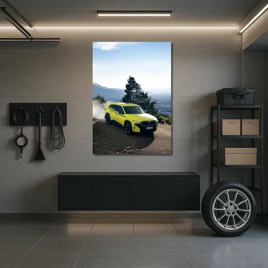 BMW XM Neon Yellow Mountain Road Drive – Wall Art