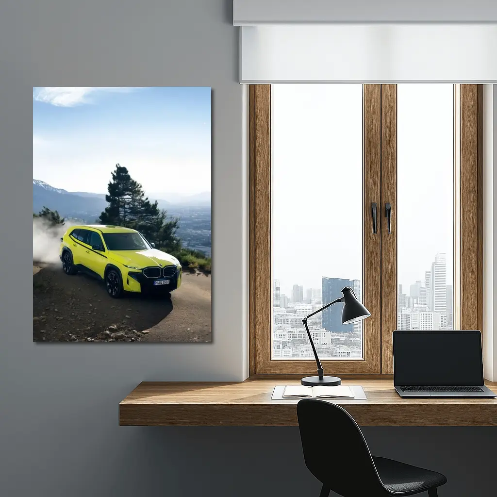 BMW XM Neon Yellow Mountain Road Drive – Wall Art