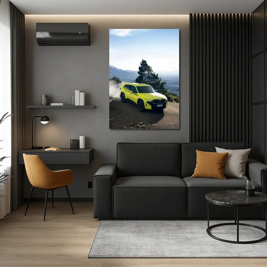 BMW XM Neon Yellow Mountain Road Drive – Wall Art