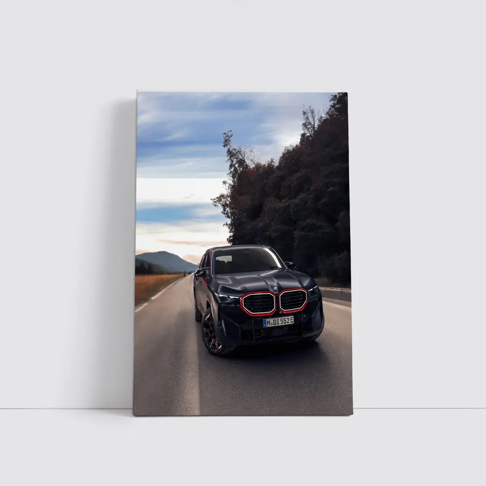 BMW XM Label Red on Open Road – Wall Art