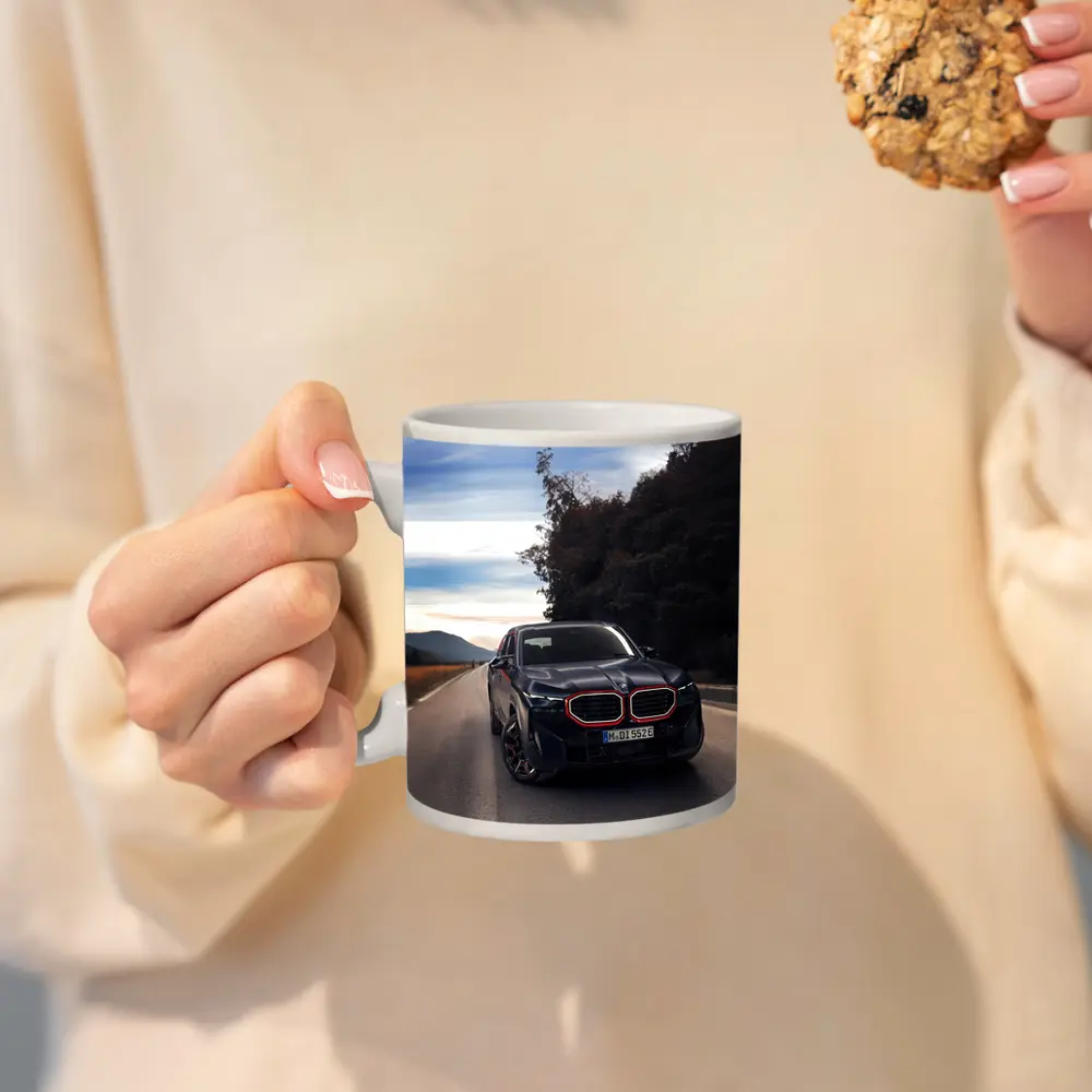 BMW XM Label Red on Open Road – Mugs