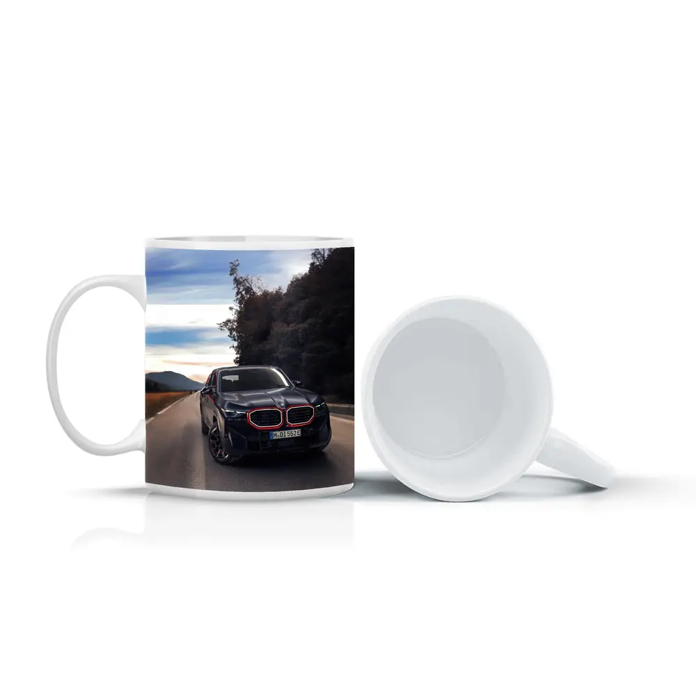 BMW XM Label Red on Open Road – Mugs