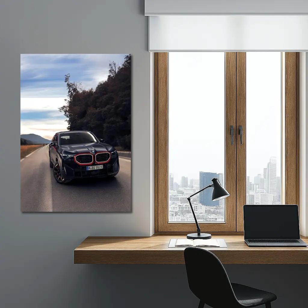 BMW XM Label Red on Open Road – Wall Art