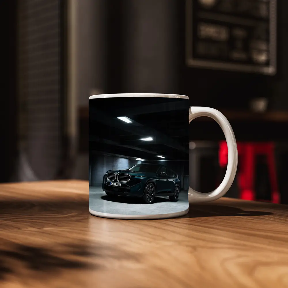 BMW XM Dark Teal Parking Garage Night – Mugs