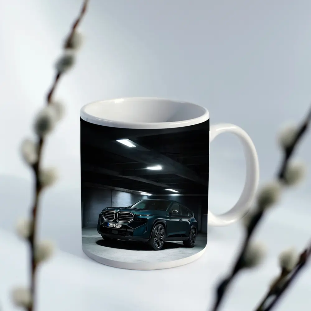 BMW XM Dark Teal Parking Garage Night – Mugs