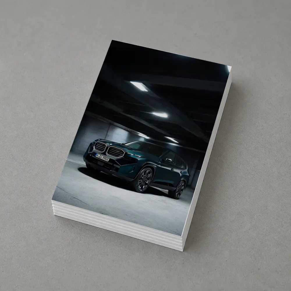 BMW XM Dark Teal Parking Garage Night – Postcards