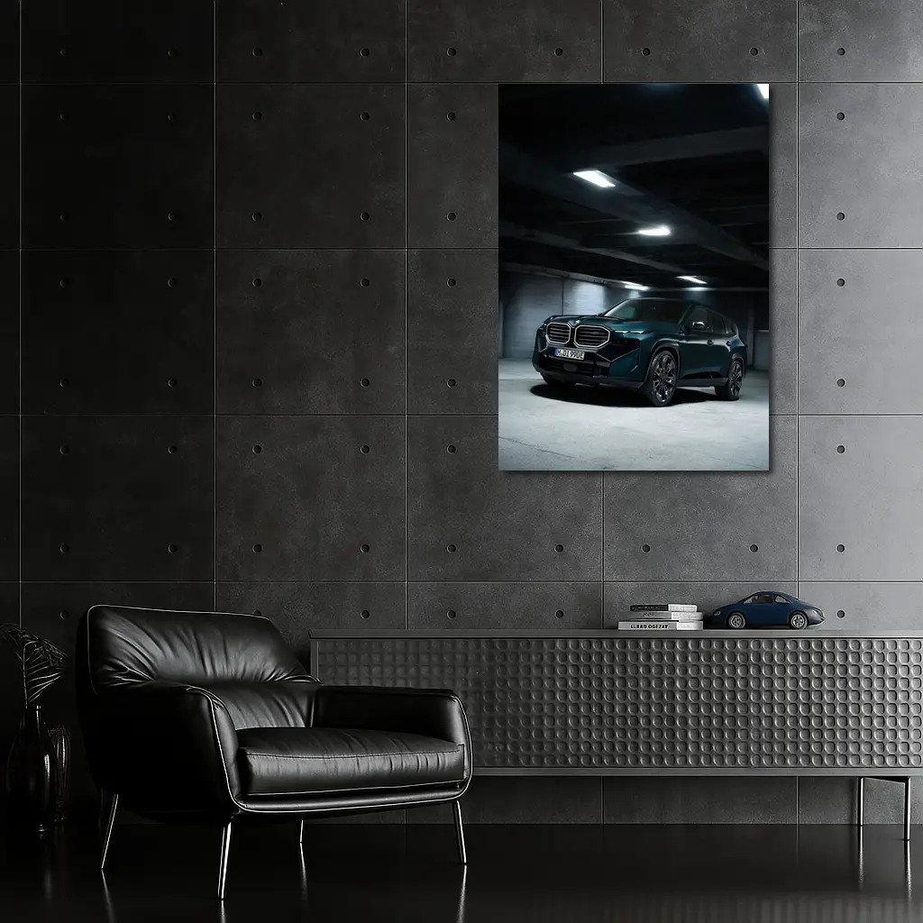 BMW XM Dark Teal Parking Garage Night – Wall Art