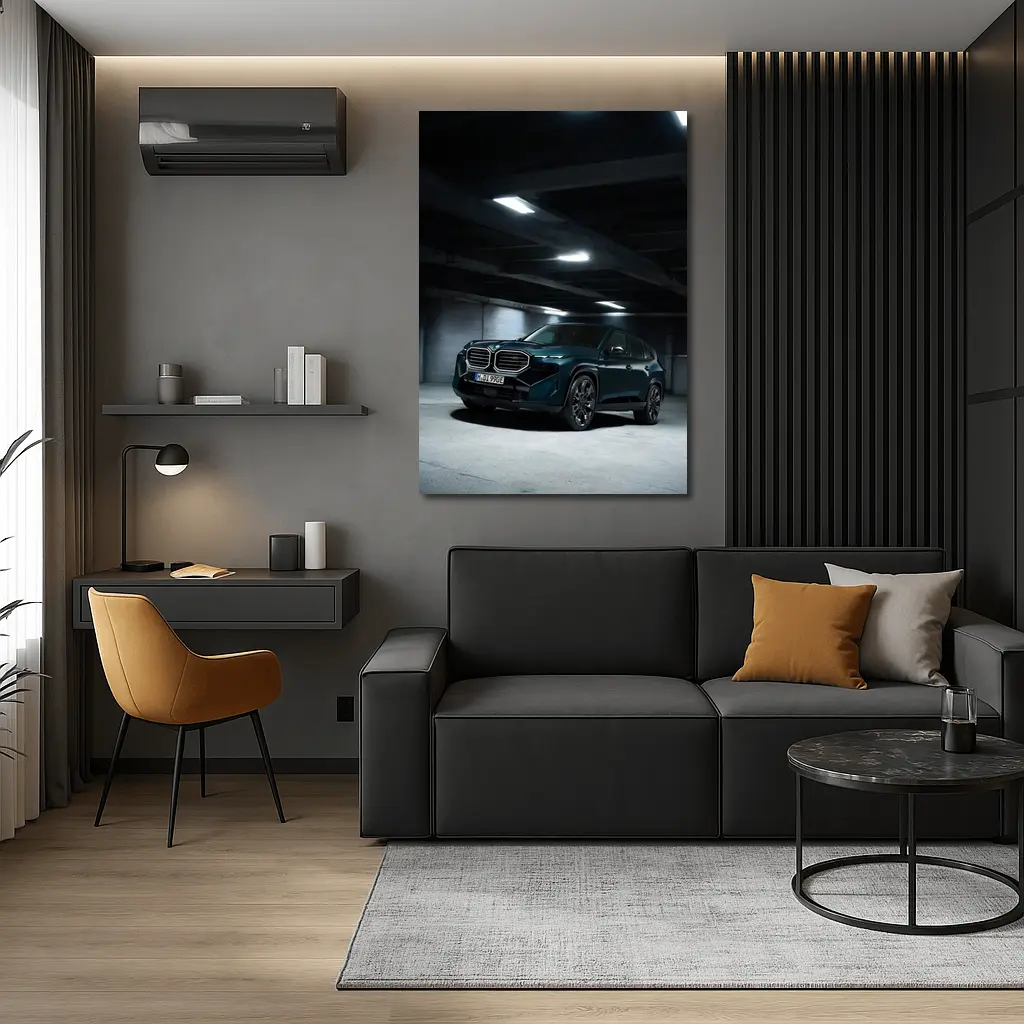 BMW XM Dark Teal Parking Garage Night – Wall Art