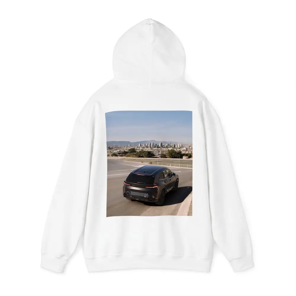 BMW XM Black SUV City Skyline Road – Hoodies