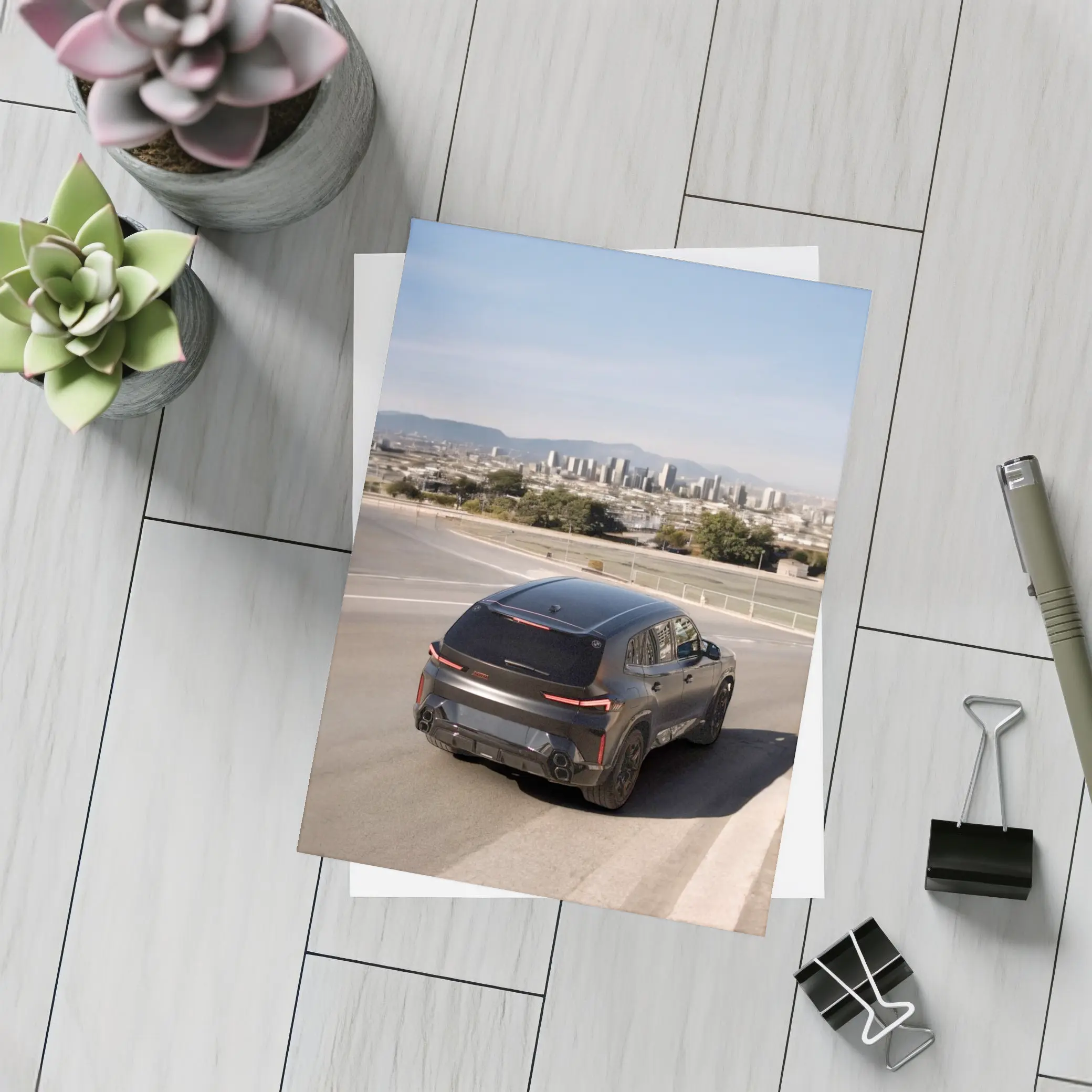 BMW XM Black SUV City Skyline Road – Postcards