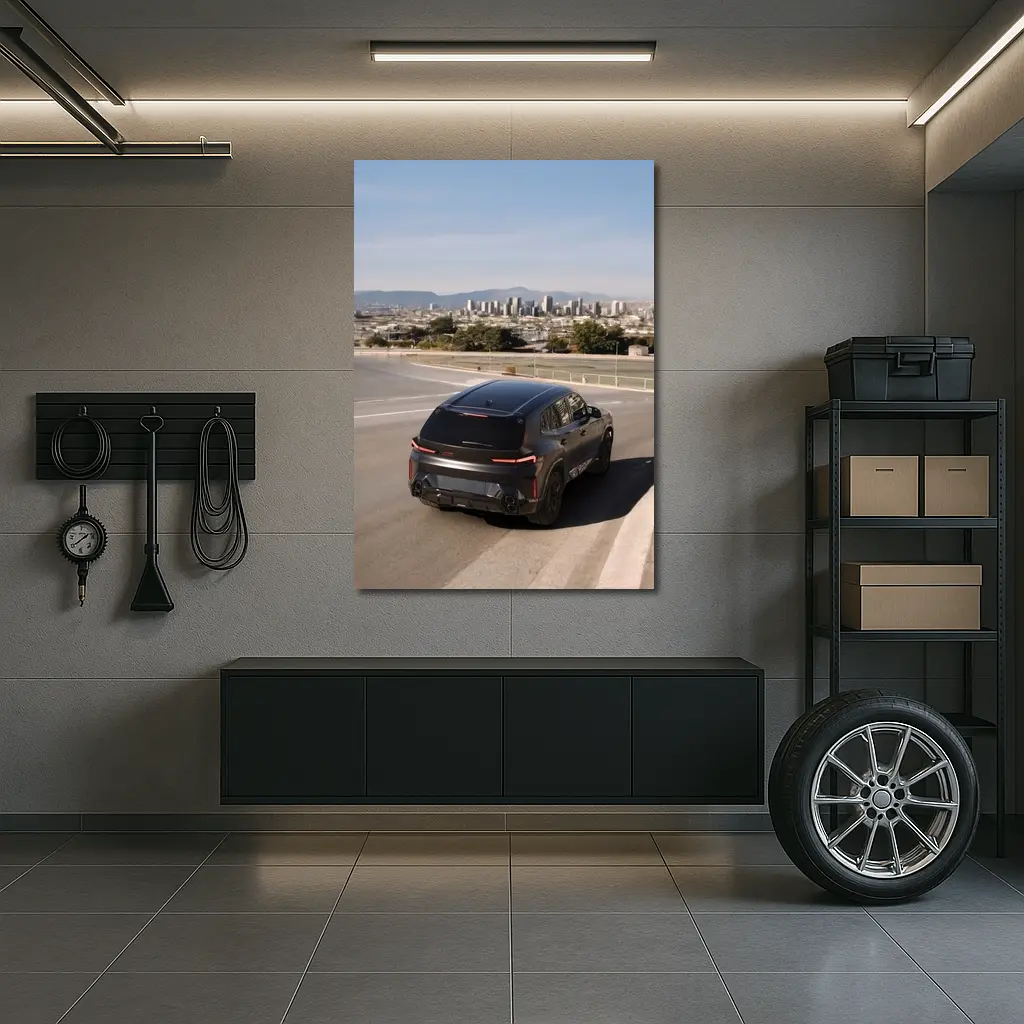 BMW XM Black SUV City Skyline Road – Wall Art