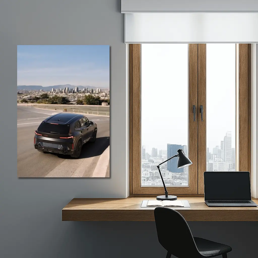 BMW XM Black SUV City Skyline Road – Wall Art