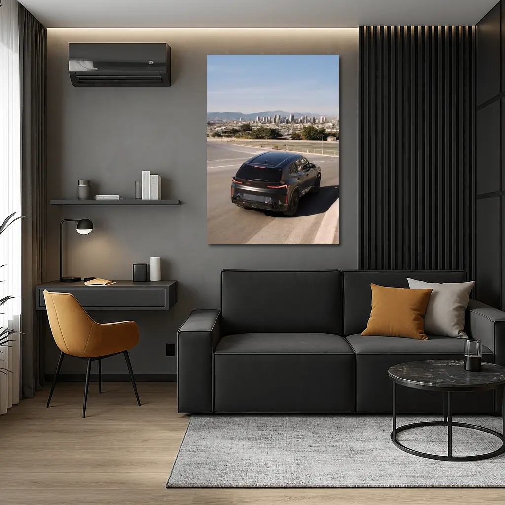 BMW XM Black SUV City Skyline Road – Wall Art