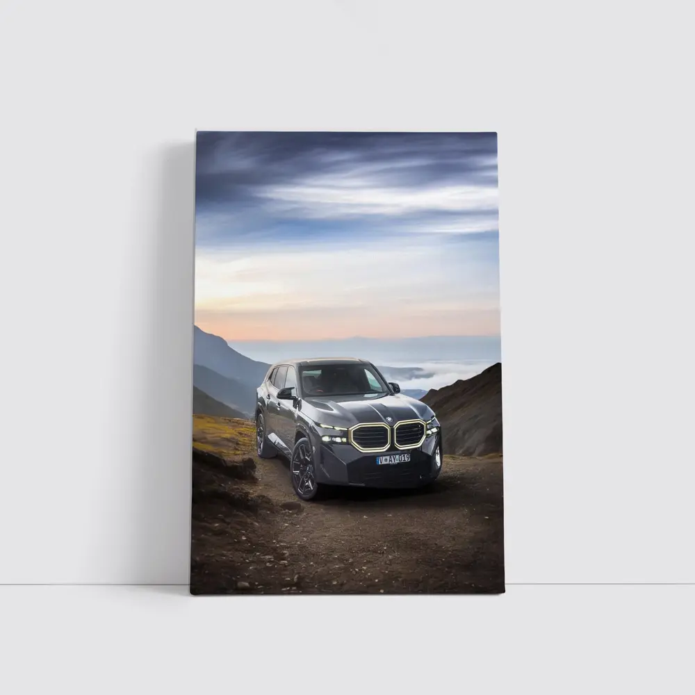 BMW XM Dark Gray Mountain Road View – Wall Art