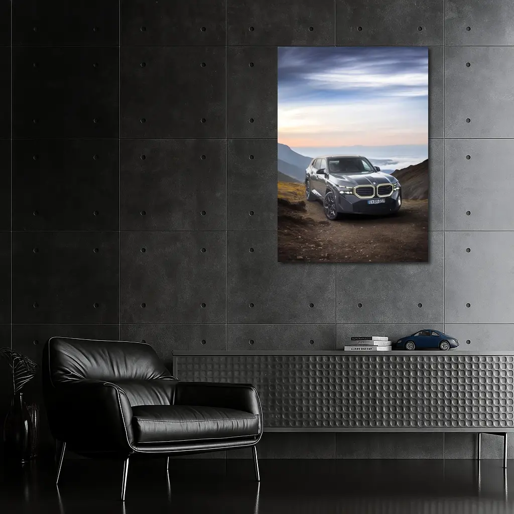 BMW XM Dark Gray Mountain Road View – Wall Art