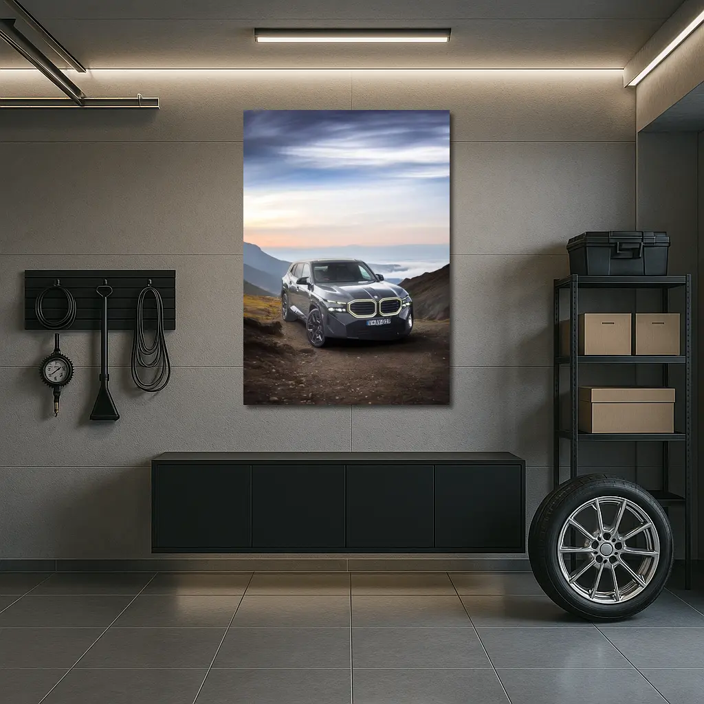 BMW XM Dark Gray Mountain Road View – Wall Art