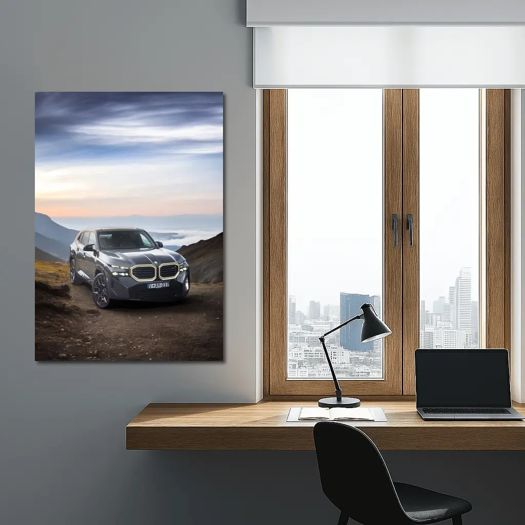 BMW XM Dark Gray Mountain Road View – Wall Art