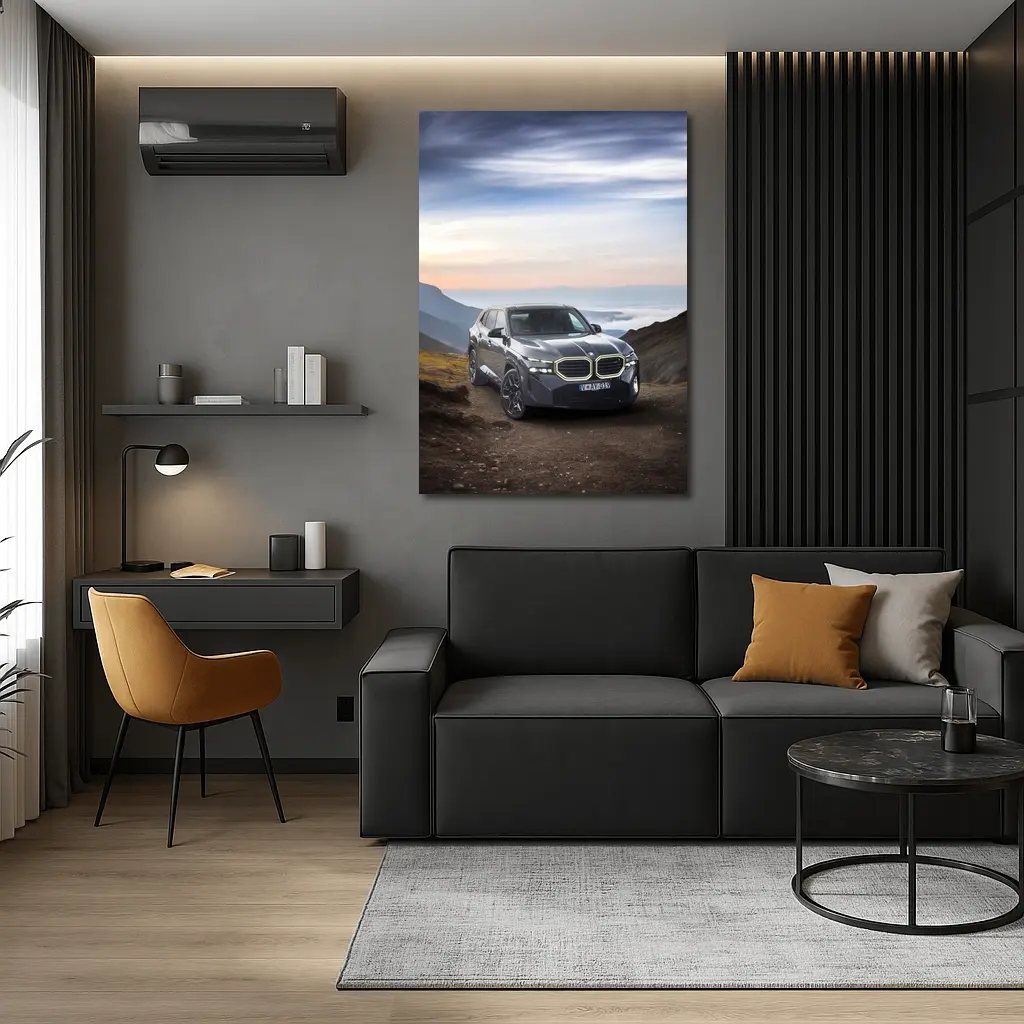 BMW XM Dark Gray Mountain Road View – Wall Art