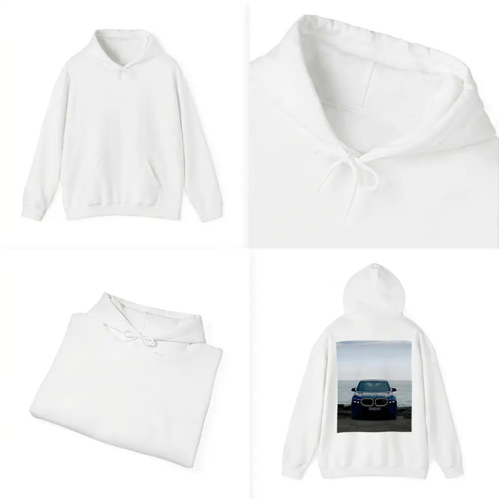 BMW XM Front View Ocean Background – Hoodies
