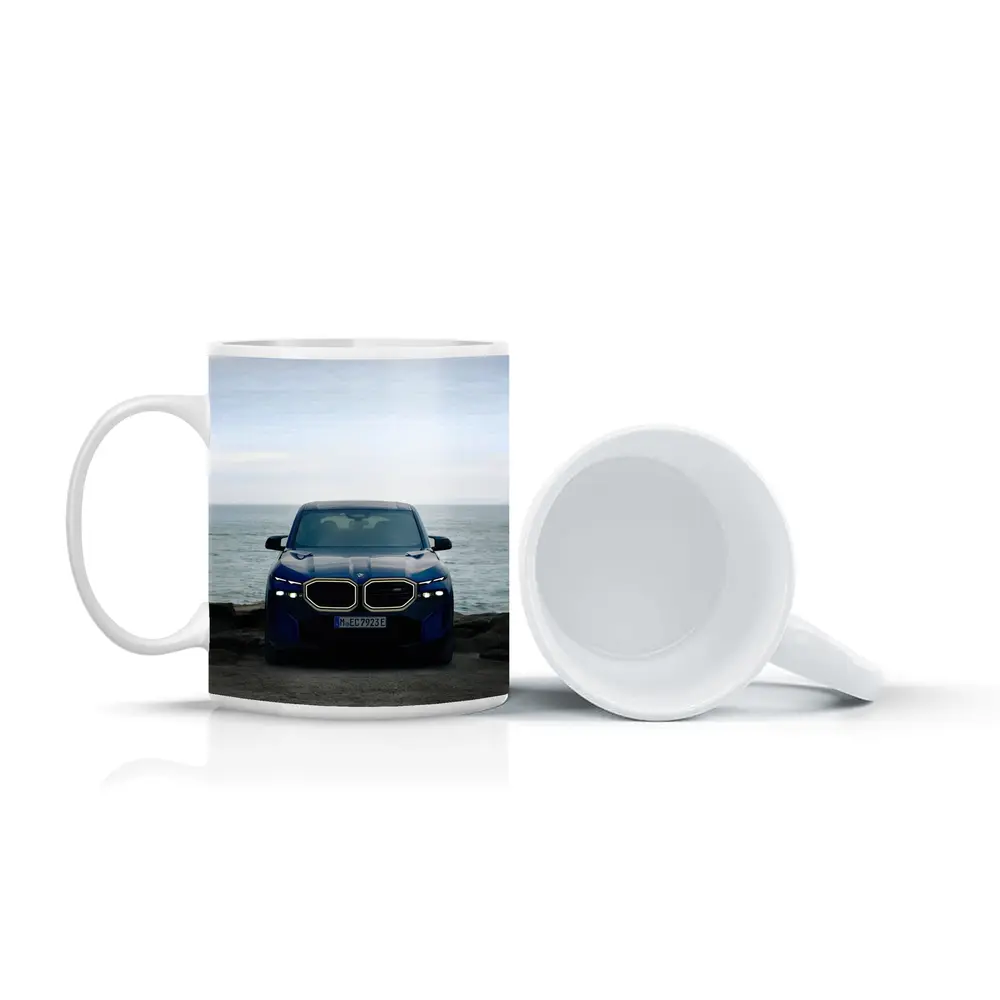BMW XM Front View Ocean Background – Mugs